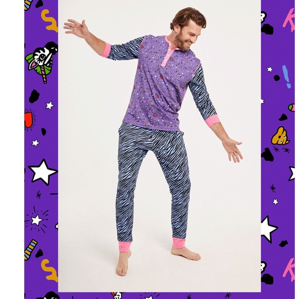 NWOT Roller Rabbit x Sparkella Henley Printed Pajamas
